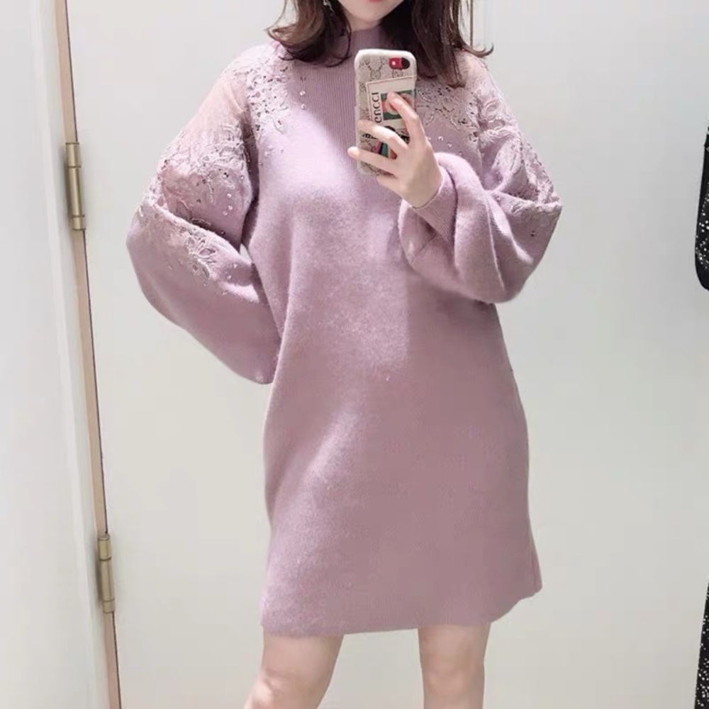 SNIDEL lace embroidered kint dress